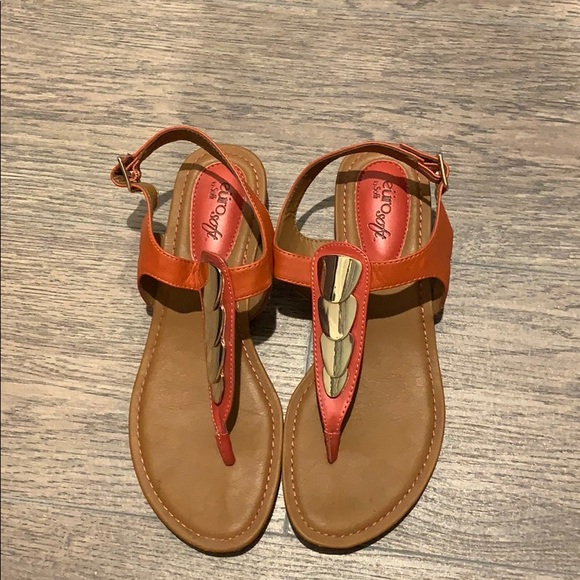 Sofft Shoes | Orange And Gold Sandals 